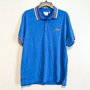 Lacoste Andy Roddick Men's Polo Shirt Size 6 Blue Striped Collar Tennis Golf